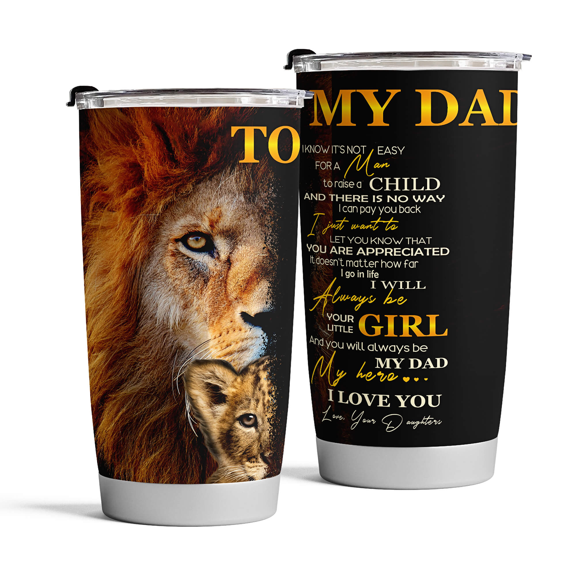 Gifts for Dad - 20 oz To My Dad Lion stainless steel tumbler