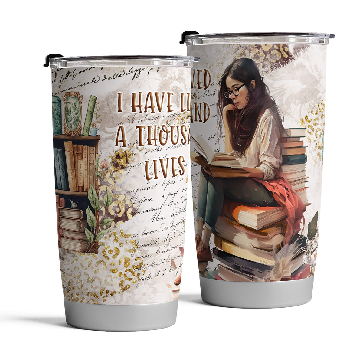 20oz Book Enthusiast&#39;s Stainless Steel Insulated Tumbler - Perfect Gift for Female Bibliophiles - fancyfams