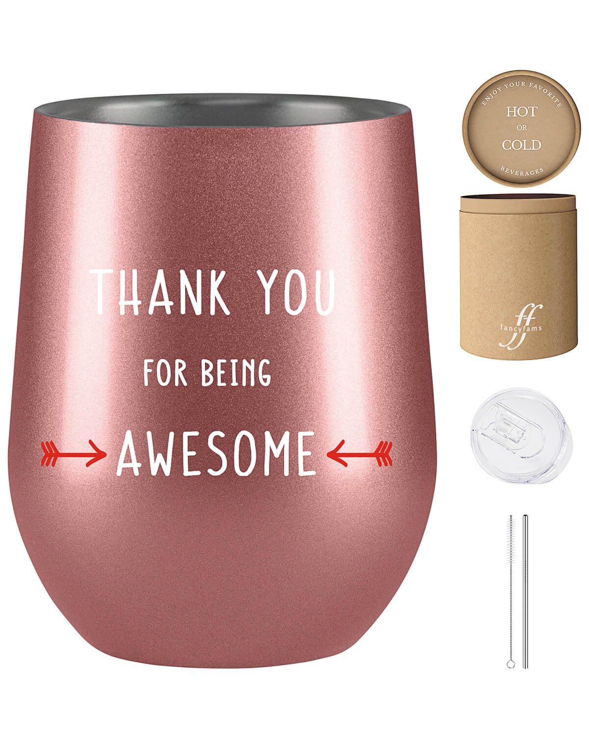 Appreciation Tumbler: &#39;Thank You for Being Awesome&#39; 12 oz Stainless Steel Cup as a Thank You Gift - fancyfams