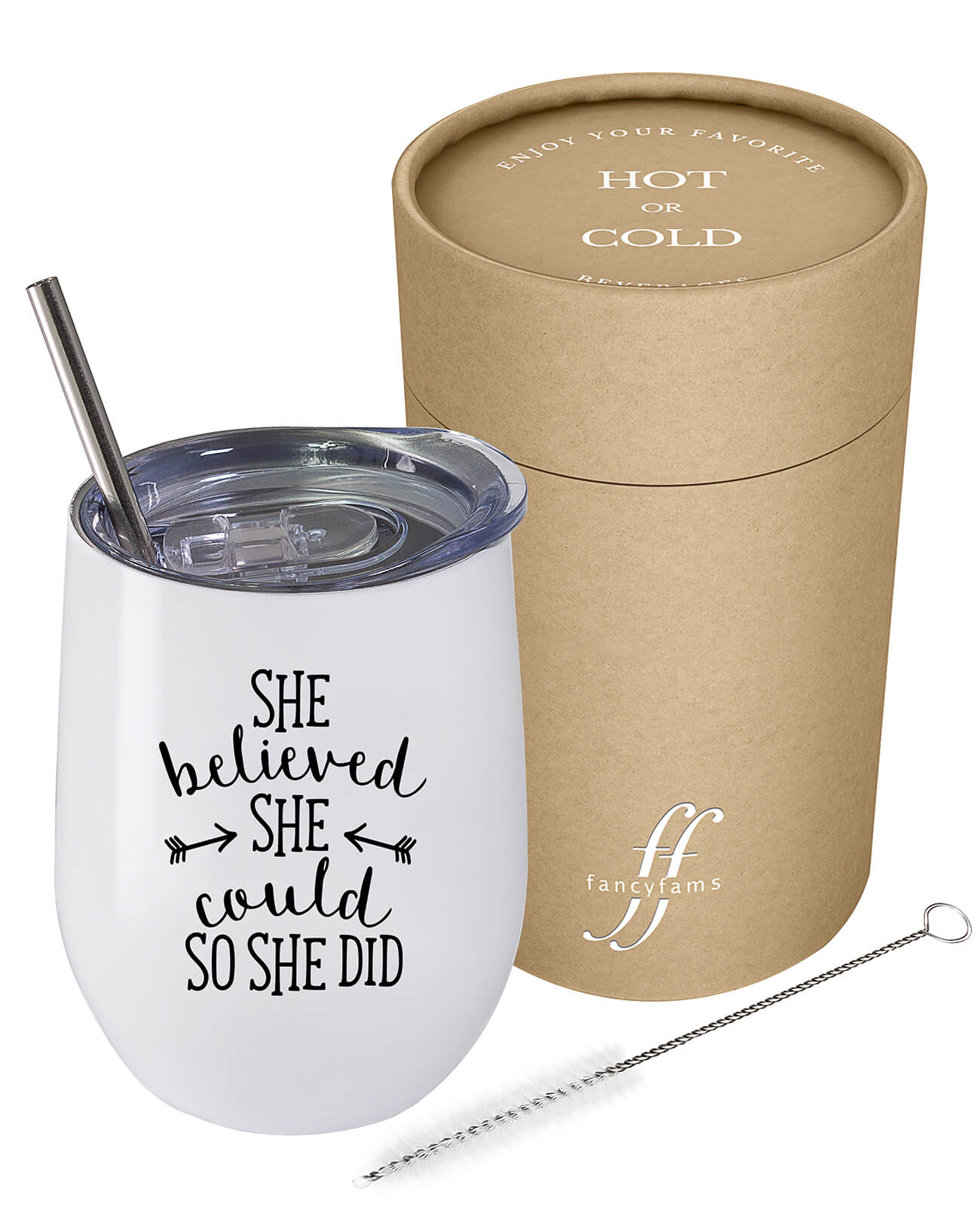 Empowering Women's Coffee Cup: 'She Believed She Could, So She Did' 12 oz Stainless Steel Tumbler - fancyfams