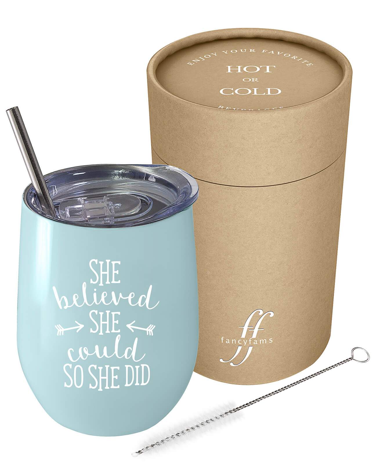 Empowering Women's Coffee Cup: 'She Believed She Could, So She Did' 12 oz Stainless Steel Tumbler - fancyfams