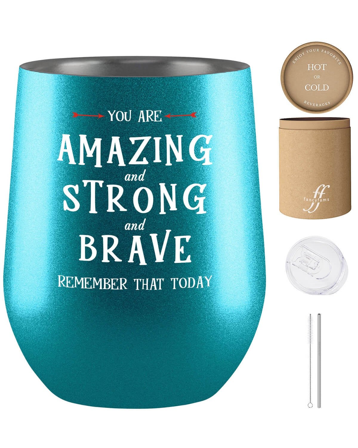 Encouragement gift - Strong and Brave 12 oz stainless steel tumbler - fancyfams