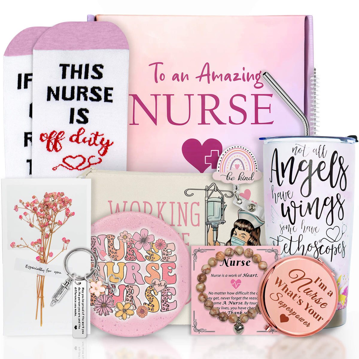 Fancyfams Nurse Appreciation 20 oz Tumbler Gift Set - Perfect for Women in Nursing - fancyfams