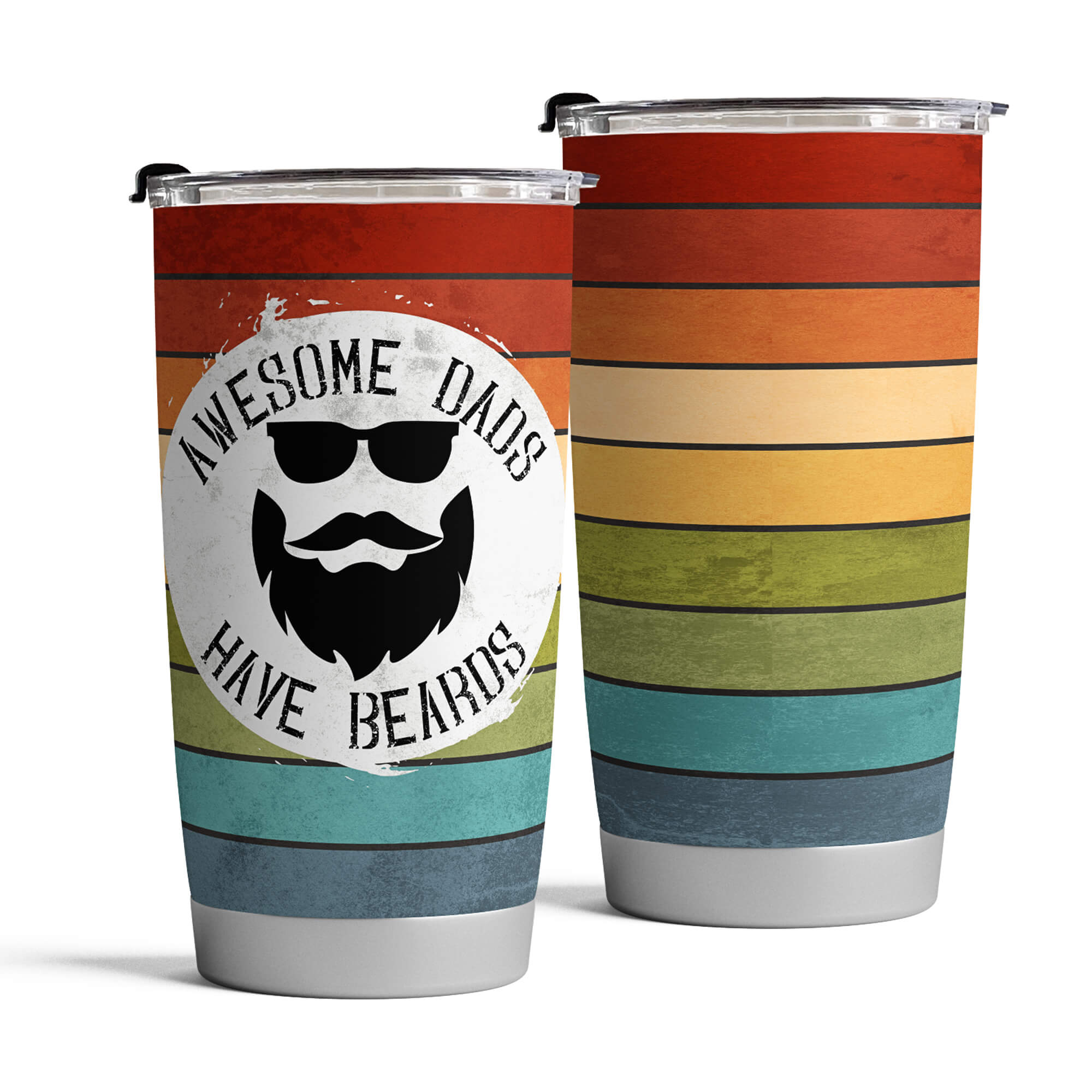 Gifts for Dad - 20 oz Awesome dads have beards stainless steel tumbler - fancyfams