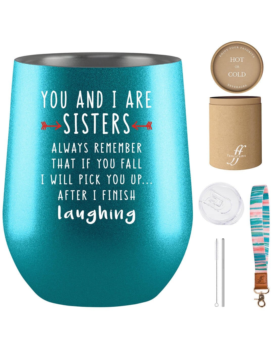 Sisterly Bond Tumbler: &#39;You and I Are Sisters&#39; 12 oz Stainless Steel Cup from Sister - fancyfams