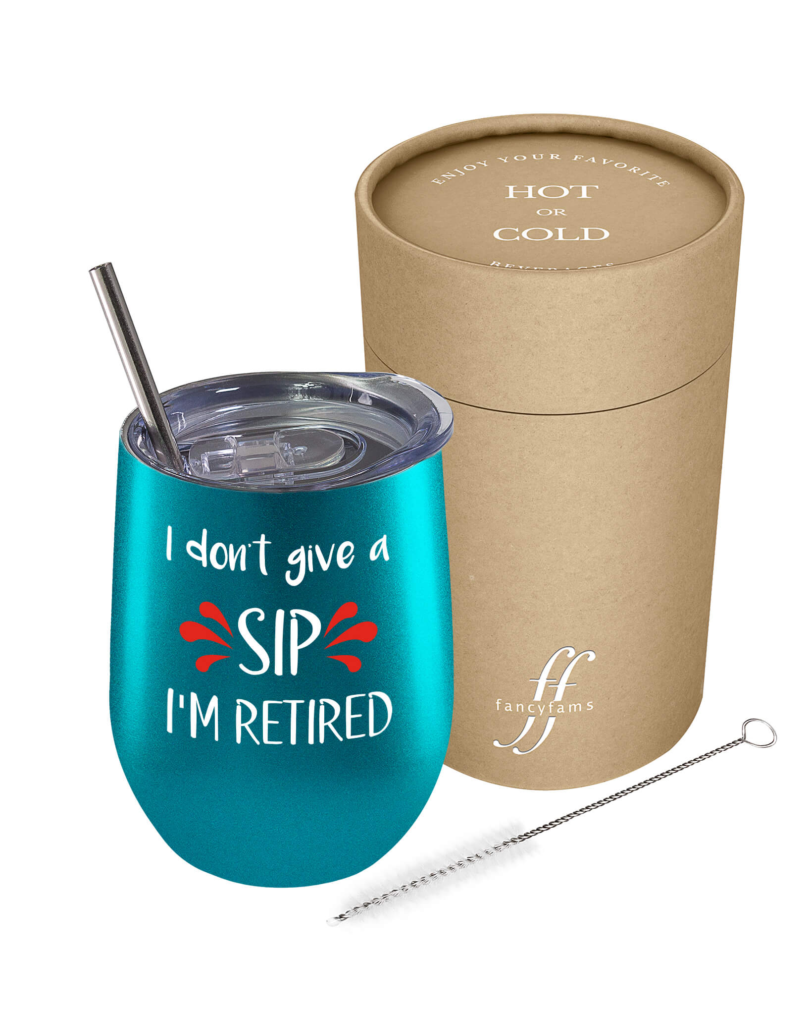 Women's Retirement Celebration Tumbler: 'I Don't Give a Sip' 12 oz Stainless Steel Cup - fancyfams