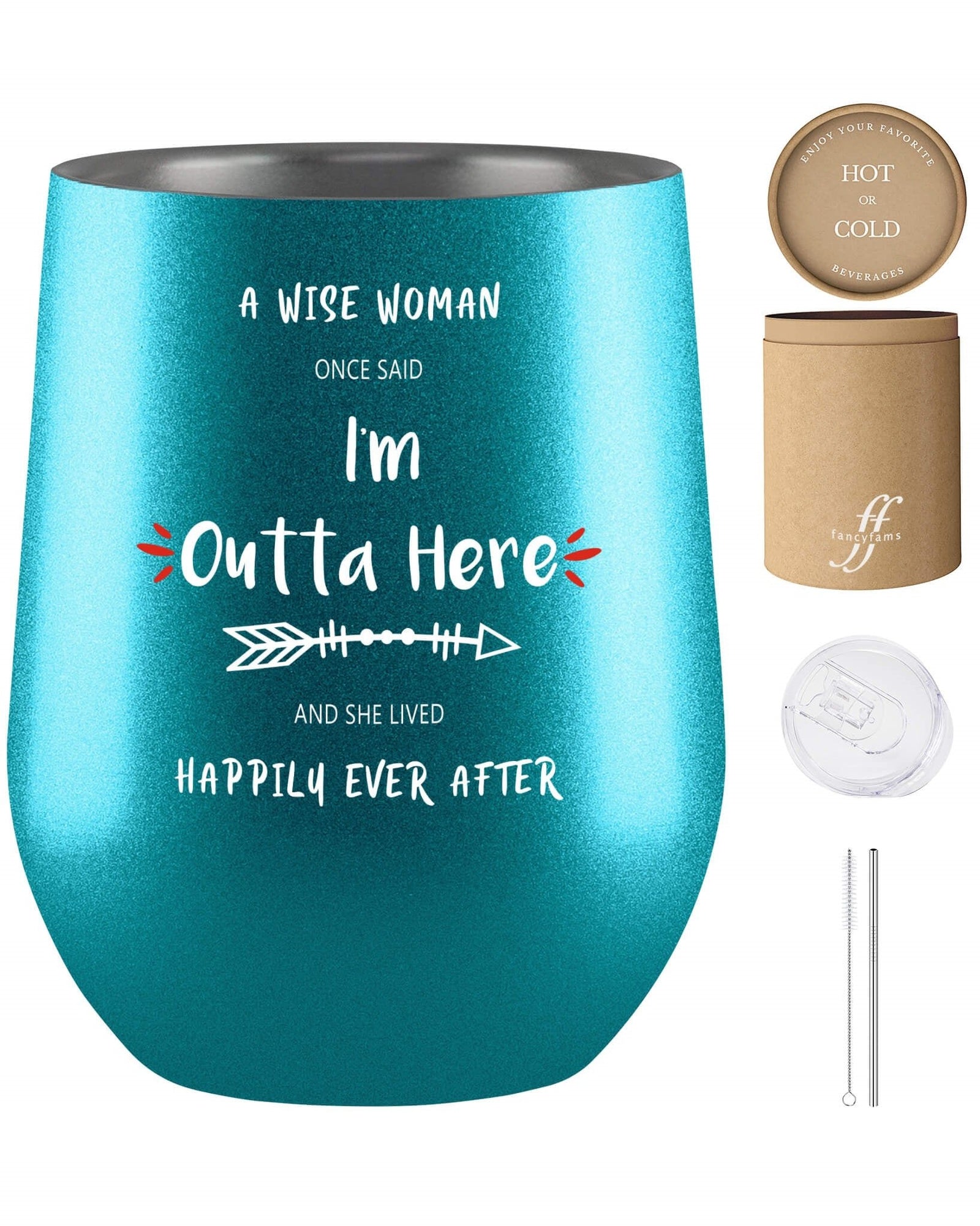 Women's Retirement Farewell Tumbler: 'I'm Outta Here' 12 oz Stainless Steel Cup - fancyfams